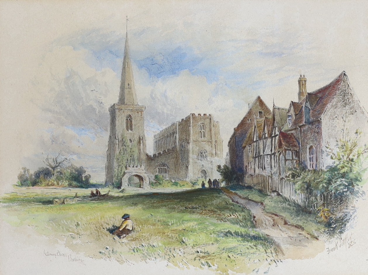 Frank Saltfleet (1860-1937), watercolour, 'Astbury Church, Cheshire' signed and dated '88, 16 x 22cm